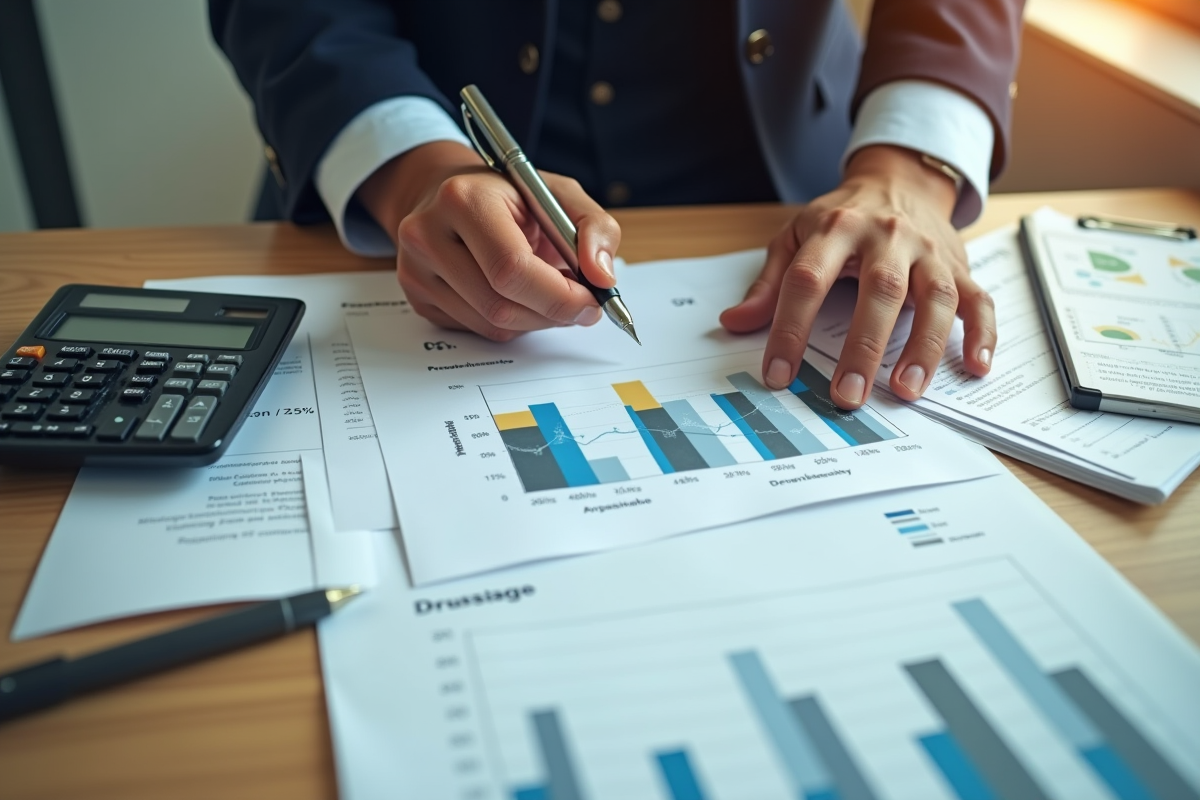 Vue de dessus d un professionnel analysant des documents financiers