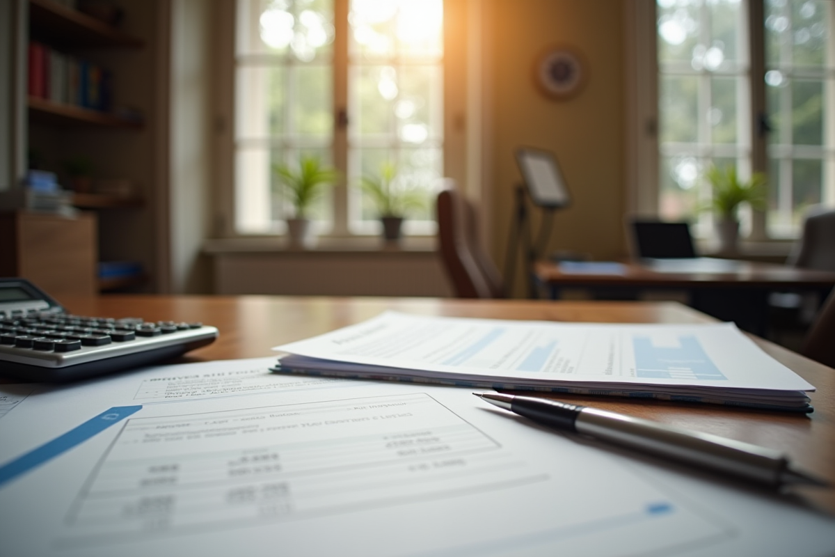 Bureau fiscal français avec documents et calculatrice