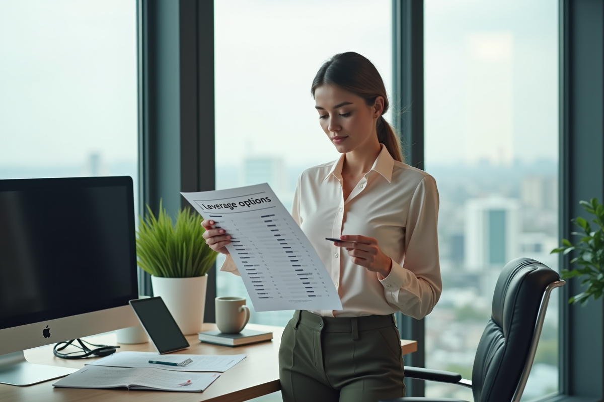 Femme d affaires étudiant un graphique de trading au bureau
