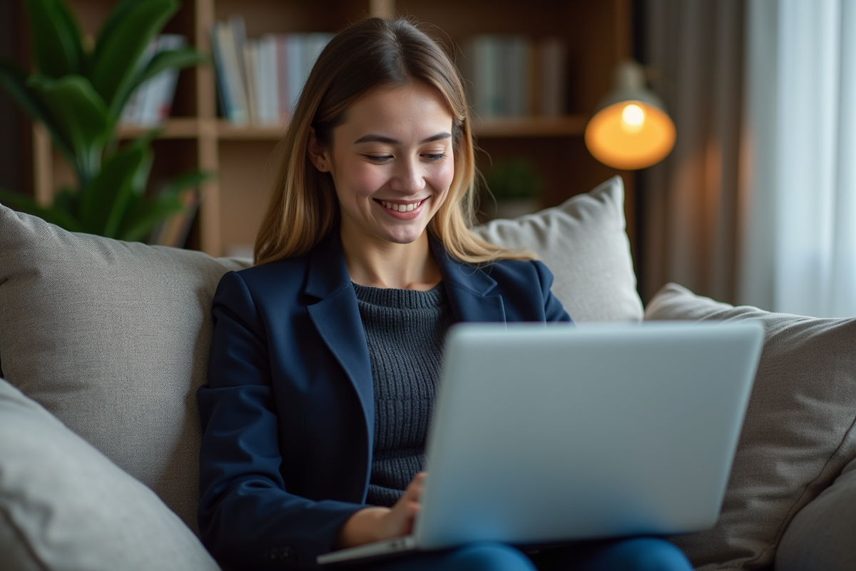 Jeune femme souriante étudie un graphique de retraite