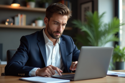 Homme en costume analysant des graphiques financiers