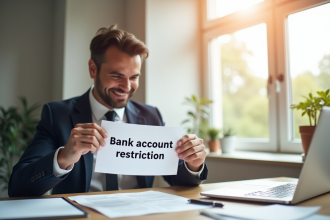 Homme d'affaires déchirant un document restriction bancaire