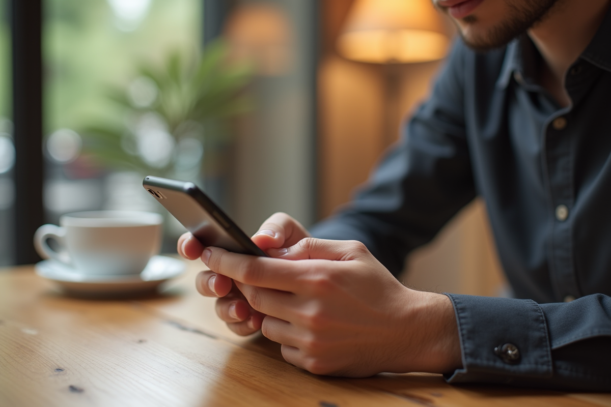 Jeune adulte utilisant un smartphone pour une application bancaire