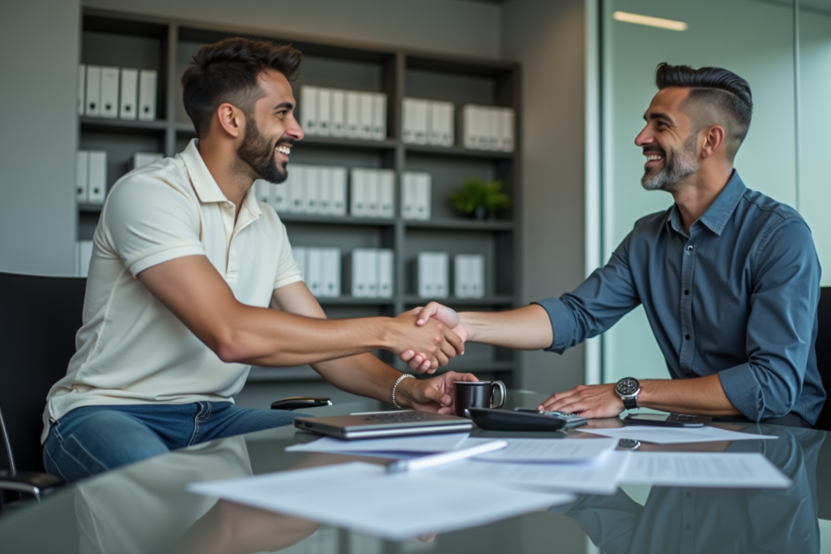 Jeune homme serrant la main d