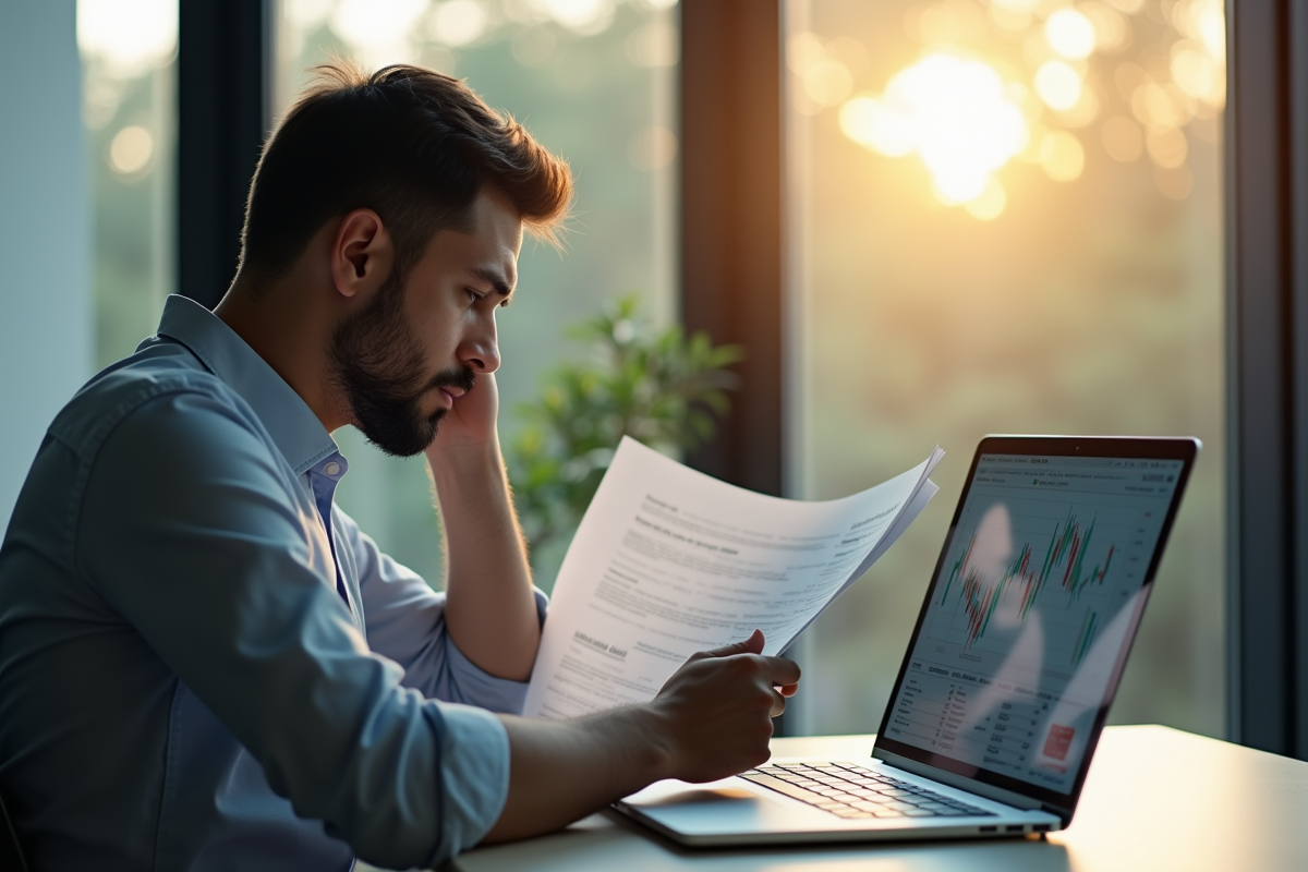 Personne d affaires regardant des graphiques crypto au bureau