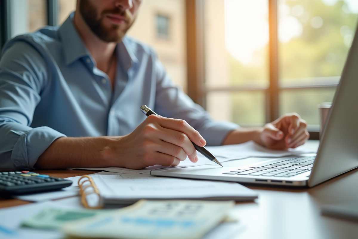 Propriétaire d'entreprise examinant des documents financiers